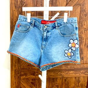 Outlaw jean shorts floral patches embroidery size 13 junior